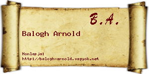Balogh Arnold névjegykártya