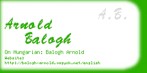 arnold balogh business card